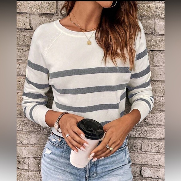 Saint James Grey & White Breton Stripe Knit Pullover Top | Size M & L - Picture 1 of 6